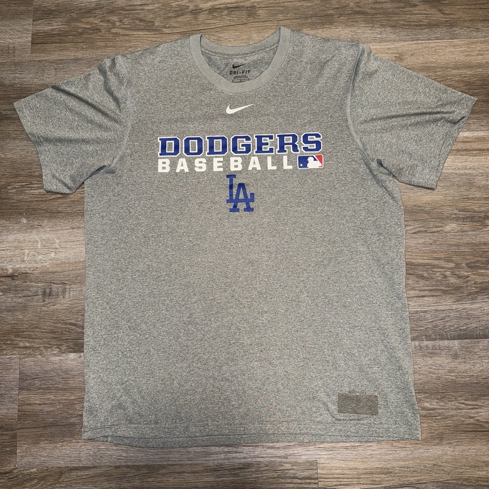 LA Dodgers Shirt Nike Dri-FIT Gray MLB Baseball Lightweight Championship